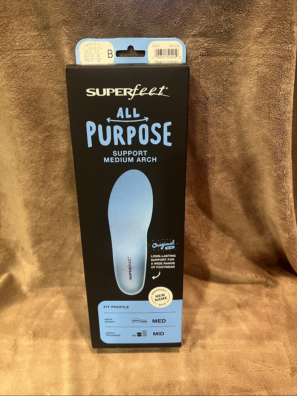 Superfeet All Purpose Medium Arch Insoles - Blue